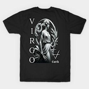 Elegant Virgo Zodiac Sign & Earth Element T-Shirt